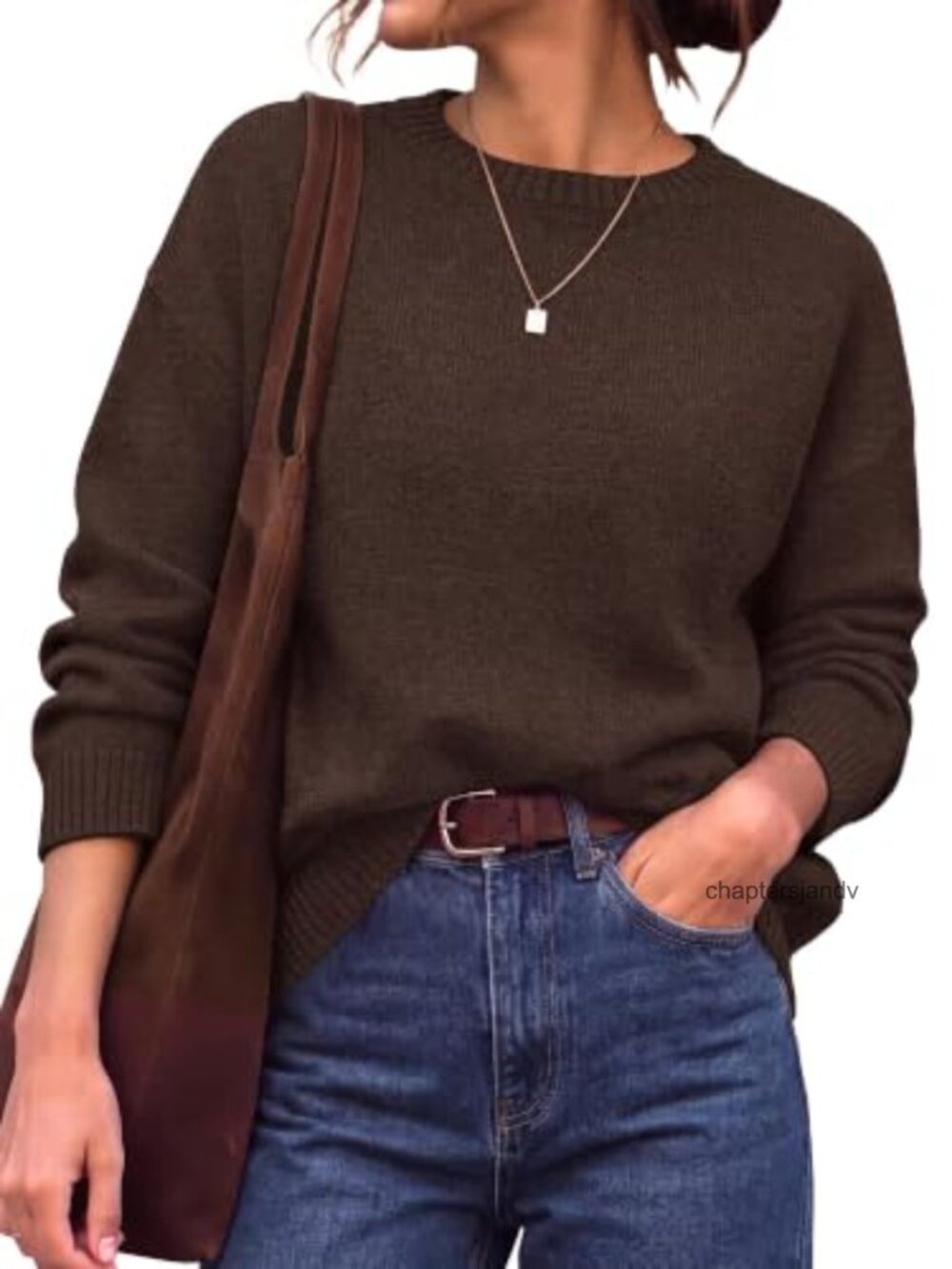 Oversized Crewneck Sweater Womens Fall Winter Loose Knit Pullover